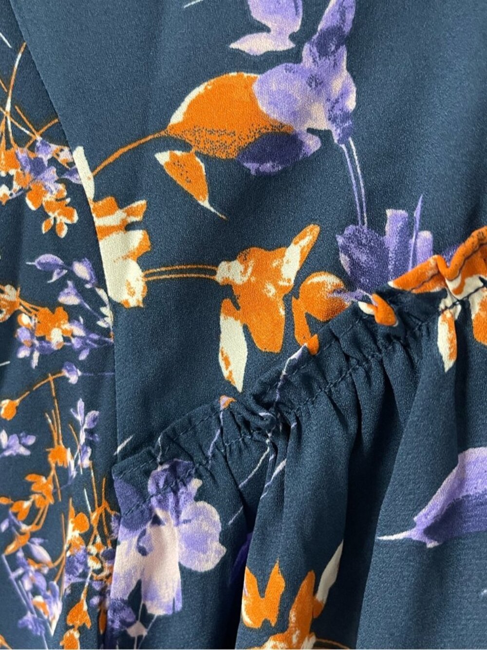 Zac & Rachel Long-Sleeve Navy Floral Blouse with Lavender & Orange Blossoms - Picture 8 of 16